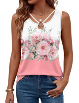 LOMON Womens Summer Tank Tops Sleeveless Shirts V Neck Casual Tee Cut Out Ring Keyhole Tanks Camisole Blouse