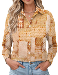 Brown Geometric Printed（cotton and Linen）