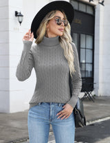 LOMON Women's Casual Turtleneck Sweaters Cable Knit Fall Long Sleeve Slim Fit Pullover Tops