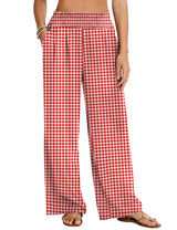 LOMON Womens Elastic High Waisted Palazzo Pants Casual Wide Leg Long Beach Vacation Trousers with Pockets