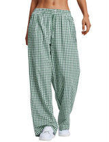 LOMON Striped Gingham Pants Women 2026 Spring Summer Pajamas Wide Leg Pj Lounge Boxer Bottoms Y2k Trousers with Pocket