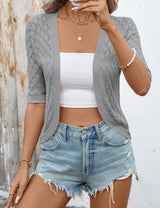 LOMON Womens Cropped Cardigan Short Sleeve Bolero Shrug Sweater Open Front Lightweight