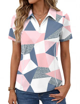 LOMON Women’s Short Sleeve Athletic Polo Shirt High Performance Stretch Quarter Zip Top for Golf Tennis