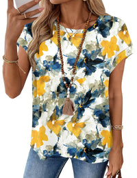 White Yellow Blue Floral