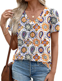 M White Orange Floral