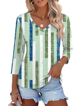 Lomon Women's V Neck T Shirts 3/4 Sleeve Blouse Summer Tops Dressy Casual Basic Tees