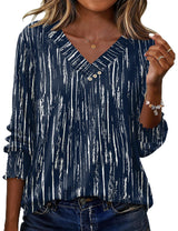 LOMON Blouses for Women Dressy Casual 3/4 Length Sleeve Womens Tops with Buttons Decor