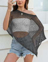 LOMON Womens Sheer Poncho Shrug Bolero Lightweight Knit Crochet Shrug Mesh Cover Up Summer 2026
