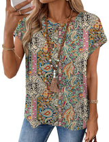 LOMON Womens Summer Tops Short Sleeve Shirts Cap Sleeve Tops Crew Neck Cute Trendy Tunic Blouses Dressy Casual Outfits 2026