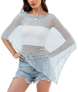 LOMON Womens Sheer Poncho Shrug Bolero Lightweight Knit Crochet Shrug Mesh Cover Up Summer 2026