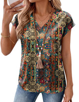 LOMON Women Silk Satin Tops Cap Short Sleeve Blouse V Neck Shirts Business Casual Outfits