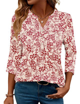 LOMON Womens Tops 3/4 Sleeve Botton Down Shirts Casual V Neck Tunic Blouses Pleated Fashion Summer Tees 2026 Trendy S-3XL