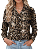 LOMON Womens Long Sleeve Button Down Shirts Casual Loose Fit Cotton Collared Blouses
