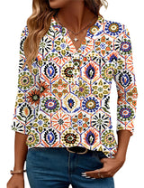 LOMON Womens Tops 3/4 Sleeve Botton Down Shirts Casual V Neck Tunic Blouses Pleated Fashion Summer Tees 2026 Trendy S-3XL