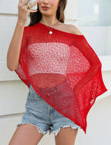LOMON Womens Sheer Poncho Shrug Bolero Lightweight Knit Crochet Shrug Mesh Cover Up Summer 2026