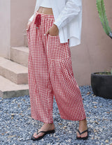 LOMON Womens Wide Leg Linen Pants Casual Drawstring Palazzo Harem Pants Summer Loose Beach Travel Vacation Pants with Pockets