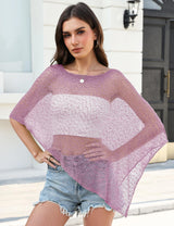 LOMON Womens Sheer Poncho Shrug Bolero Lightweight Knit Crochet Shrug Mesh Cover Up Summer 2026