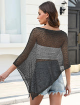 LOMON Womens Sheer Poncho Shrug Bolero Lightweight Knit Crochet Shrug Mesh Cover Up Summer 2026