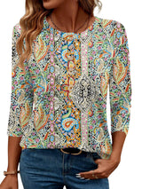 LOMON 3/4 Length Sleeve Womens Tops Dressy Casual Crewneck Pullover Tunics Summer Cute Blouses Fashion 2025 Tees Shirts