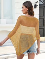 LOMON Womens Sheer Poncho Shrug Bolero Lightweight Knit Crochet Shrug Mesh Cover Up Summer 2026