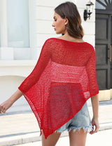 LOMON Womens Sheer Poncho Shrug Bolero Lightweight Knit Crochet Shrug Mesh Cover Up Summer 2026