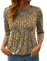 LOMON Women's 3/4 Length Sleeve Tops Crew Neck Dressy Casual Blouses Summer Tees Shirts