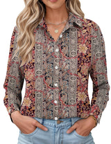 LOMON Womens Long Sleeve Button Down Shirts Casual Loose Fit Cotton Collared Blouses