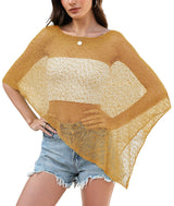 LOMON Womens Sheer Poncho Shrug Bolero Lightweight Knit Crochet Shrug Mesh Cover Up Summer 2026