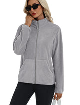 LOMON Fleece Jacket Women with 6 Pockets Lightweight Full Zip Coat