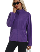 LOMON Fleece Jacket Women with 6 Pockets Lightweight Full Zip Coat