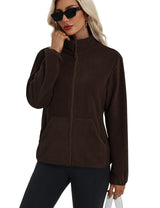 LOMON Fleece Jacket Women with 6 Pockets Lightweight Full Zip Coat