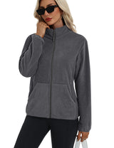 LOMON Fleece Jacket Women with 6 Pockets Lightweight Full Zip Coat