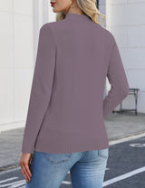 LOMON Women's Mock Neck Sweater Long Sleeve 2026 Fall Winter Knitted Tops