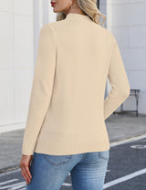 LOMON Women's Mock Neck Sweater Long Sleeve 2026 Fall Winter Knitted Tops