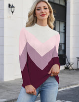 LOMON Women's Mock Neck Sweater Long Sleeve 2026 Fall Winter Knitted Tops