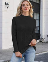 LOMON Women's Mock Neck Sweater Long Sleeve 2026 Fall Winter Knitted Tops