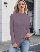 LOMON Women's Mock Neck Sweater Long Sleeve 2026 Fall Winter Knitted Tops