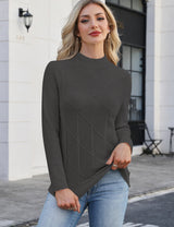 LOMON Women's Mock Neck Sweater Long Sleeve 2026 Fall Winter Knitted Tops