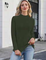 LOMON Women's Mock Neck Sweater Long Sleeve 2026 Fall Winter Knitted Tops