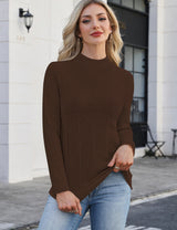LOMON Women's Mock Neck Sweater Long Sleeve 2026 Fall Winter Knitted Tops
