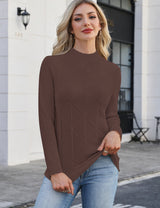 LOMON Women's Mock Neck Sweater Long Sleeve 2026 Fall Winter Knitted Tops