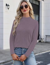 LOMON Women's Mock Neck Sweater Long Sleeve 2026 Fall Winter Knitted Tops