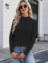 LOMON Women's Mock Neck Sweater Long Sleeve 2026 Fall Winter Knitted Tops