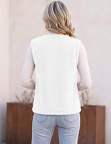 LOMON Womens Fuzzy Fleece Vest Warm Sleeveless Zip-Up Sherpa Jacket