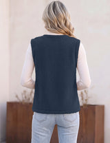 LOMON Womens Fuzzy Fleece Vest Warm Sleeveless Zip-Up Sherpa Jacket