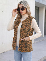 LOMON Womens Fuzzy Fleece Vest Warm Sleeveless Zip-Up Sherpa Jacket